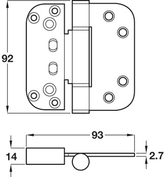 3D Adjustable Hinge Height 92 mm Width 93 mm Patented innovative design Silver - view 2