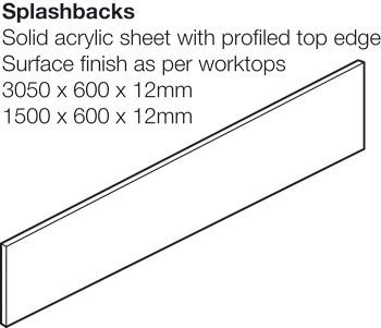 Splashback Solid Surface Silver Haze Minerva® 3050 x 600(H) x 12 mm - view 2