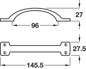 Fabian Bow Handle Zinc Alloy Pew 27.5x27mm 96mm Fixing Centres - view 2