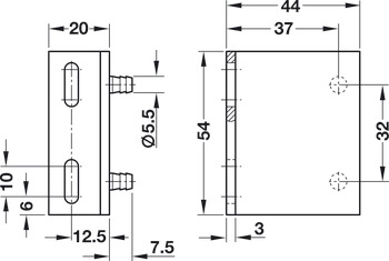 Rear Panel Bracket/Lugs Varianta 32 Plastic Wht - view 2