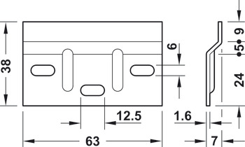 Cabinet Hanger Wall Plt 63x1.6mm Brt Steel - view 2