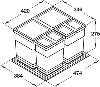 One2Four 60 Bin Std Drawer Box 2x13.5+21L - view 3