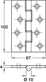 Butt Hinge DPBW Brass 102 x 67 mm Satin chrome - view 2