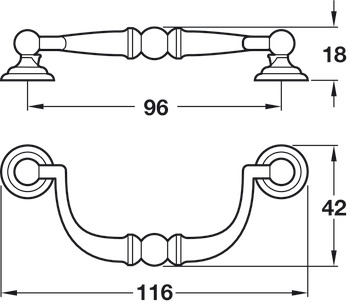 Risle Drop Handle Zinc Alloy Antique Brass 96mm Fixing Centres - view 2