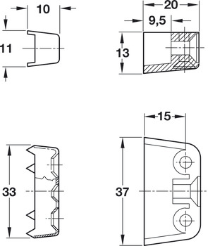 Clip Cabinet Conn Top Element Wht - view 2
