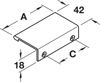 Quinn Pull Handle Aluminium PC 42x18mm 50mm Fixing Centres - view 2