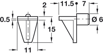 Shelf Support D6mm w Groove Plug Plastic Brw - view 2