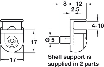 Peki Gls Shelf Support Plug Zinc Alloy NP - view 4