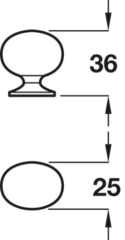 Oval Knob Zinc Alloy Stainless Steel Effect 25x36mm - view 2