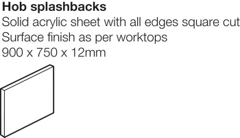 Splashback Solid Surface Ice Blue Minerva® 900 x 750 x 12 mm hob size - view 3