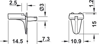 Shelf Support D3mm w Cap Plug Zinc Alloy NP - view 2