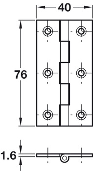 Butt Hinge 76 x 40 mm Brass With fixed brass pin Polished brass - view 2