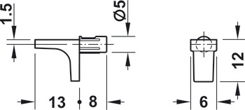 K Line Shelf Support D5mm Plug Gl Zinc Alloy Nickel - view 4