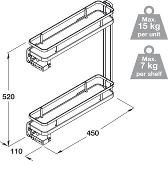 Hafele PO 2-Tier 150mm Full LH Chrome/Wht - view 2