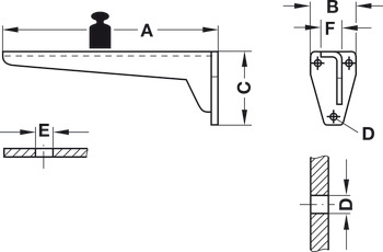 Fixed Bracket for Tables and Bench Seats Load Bearing Capacity 150 kg per pair Hegbo Dimensions (AxBxC): 280 x 53 x 100 mm grey primed - view 3