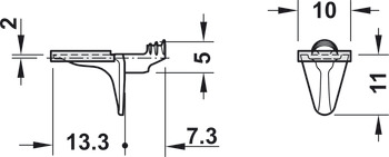 Shelf Support D5mm Buffered Plug Zinc Alloy Black - view 3