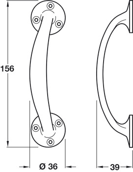 Bow Handle FF D36x156x39mm Brass SNP - view 2