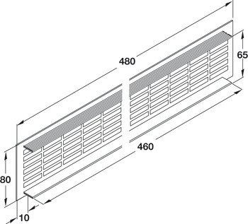 Ventilation Grille Rectangle 480x80mm Anodised M.Silver Fire Rated - view 5