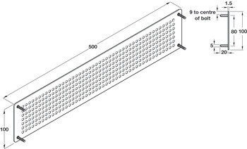 Ventilation Grille Rnd Holes 100x500mm Brushed Stainless Steel - view 3