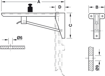 Hebgo LD Fold.Bracket 330x134mm 150kg/Pr Steel - view 2