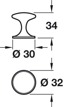 Chloeu Knob Brass Bru Brass D32/30x34mm - view 2