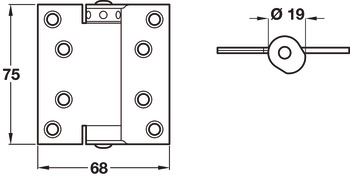 Spring Hinge Single Action 75 x 68 mm Steel Silver lacquered steel - view 2