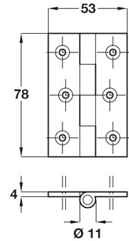 Butt Hinge 78x53mm Cast Iron Self - view 2