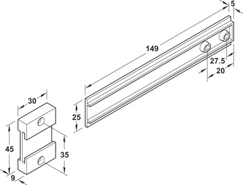 Connecting Fitting for Appliance Doors Plastic Brown - view 3