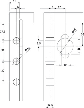 Cabinet Hanger With Upper Support Knock In Traser-8 Right hand - view 2
