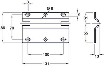 Atlas Lrg Wall Plate 131x86mm Steel/Zinc Alloy ZP - view 2