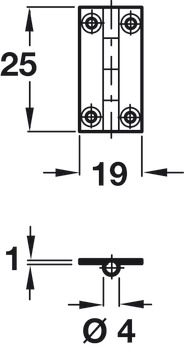 Butt Hinge 25 x 19 mm Brass Self coloured - view 2