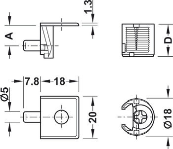 Tab 18 Shelf Connector 16mm Plug Zinc Alloy NP - view 3