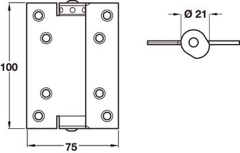 Spring Hinge Single Action 100 x 75 mm Steel Silver lacquered steel - view 2