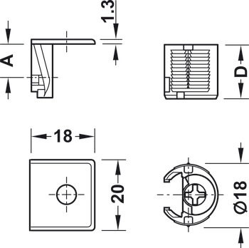 Tab Shelf Connector 16mm Screw Zinc Alloy NP - view 4