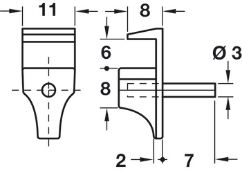 Gls Shelf Support D3mm Steel NP/Plastic Trans - view 2