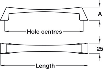 Caleido D Pull Handle Zinc Alloy PC 25x32x192mm Fixing Centres - view 3