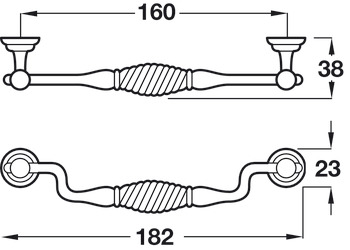 Twister Drop Handle Zinc Alloy Antique Pew 160mm Fixing Centres - view 2