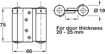 Spring Hinge Double Action 75 x 66 mm Steel Silver lacquered - view 2