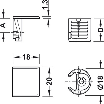 Tab Shelf Connector 16mm Screw Zinc Alloy NP - view 2