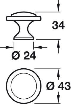 Constance Knob Zinc Alloy PC D43/24x34mm - view 2