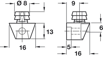 Cabinet Connector with Dowel Plug for Ø 8 mm Hole Brown - view 2
