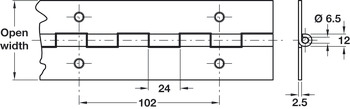 Continuous Hinge 2000 mm Length Stainless Steel Heavy duty Open width 76 mm - view 2