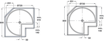 Carousel 3/4 Set 708-754mm 800 Plastic CrWht - view 2