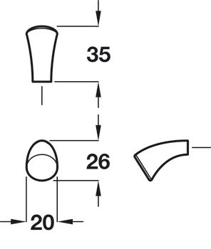 Arco Knob Zinc Alloy Sat Nickel 20x26x35mm - view 3