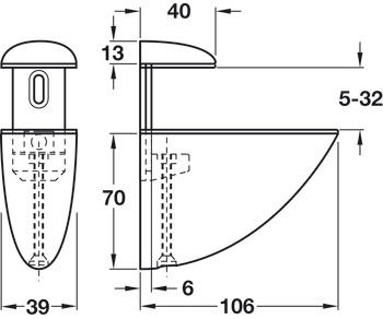 Shelf Clamp Support 5-32mm Screw Zinc Alloy Wht - view 2