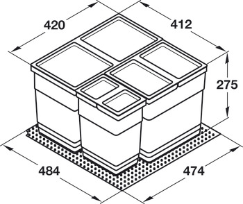 One2Four 60 Bin Std Drawer Box 2x13.5+21L - view 4