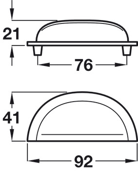 Henrietta Cup Handle Zinc Alloy PBN 76mm Fixing Centres - view 3