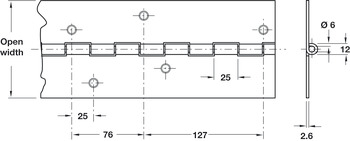 Continuous Hinge 2134 mm Length Stainless Steel Heavy duty Open width 101.6 mm - view 2