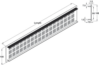 Ventilation Grille Phillips Sqr 100x1000mm Anodised Silver Fire Rated - view 3