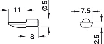 Shelf Support D5mm Spoon Plug Steel NP - view 2